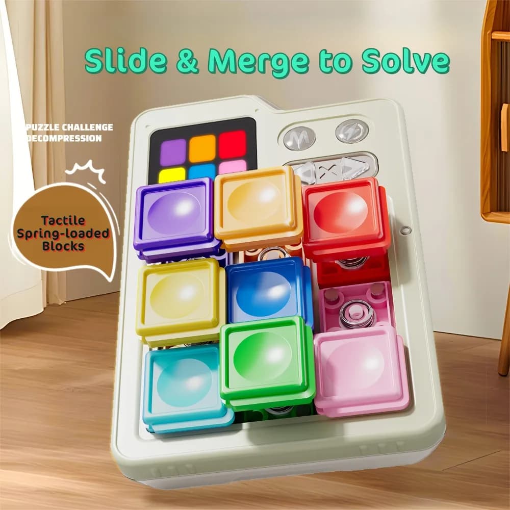 Children Pocket Klotski Brain Teaser Toy for Stress Relief, Electronic Induction Game Board & Sliding Block Educational Game
