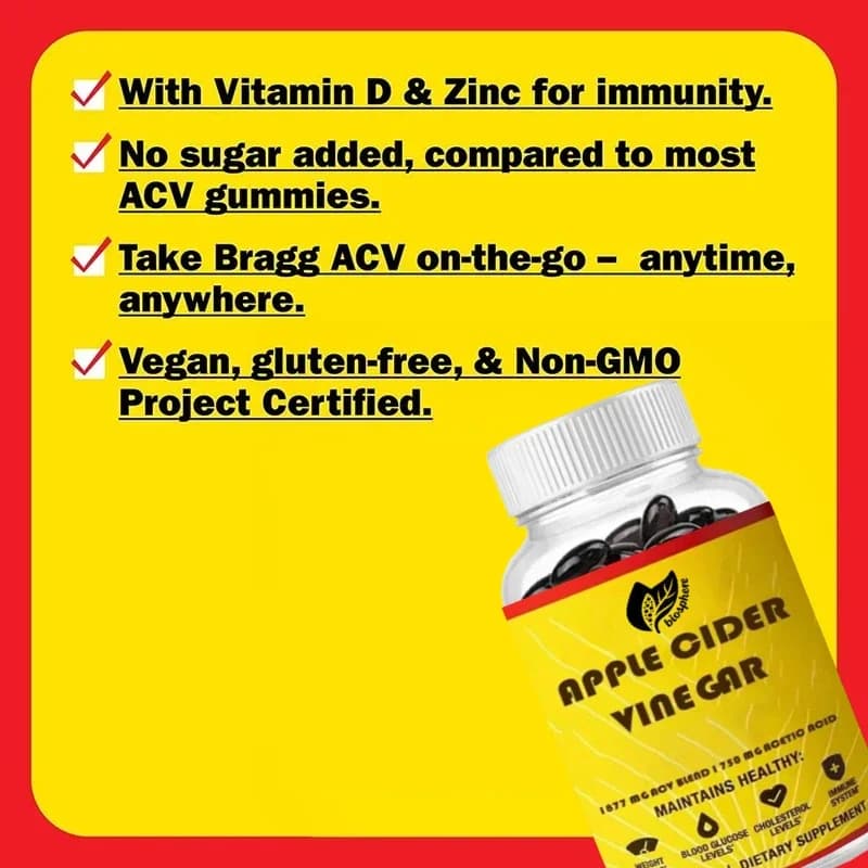 60 capsule handle vinegar supplement with vitamin D and zinc Supports immune system health