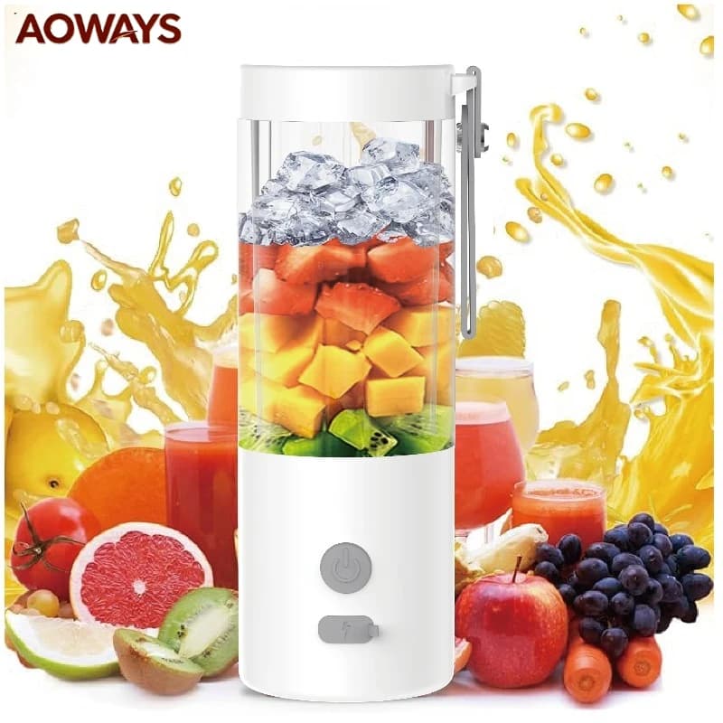 Mini Frullatore Portatile PB08 Ricaricabile USB da 450ml con Sei Lame per Frullati di Frutta - Pratico e Veloce