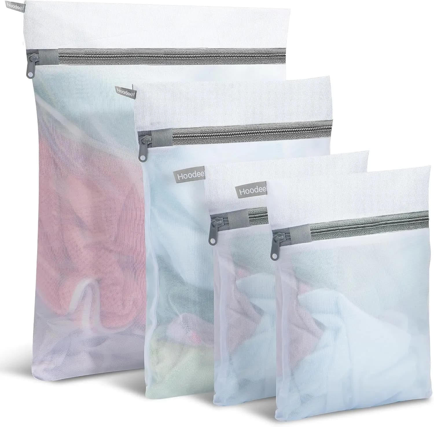 Set di 4 Sacchetti a Rete per Bucato Delicato - Proteggi Reggiseni, Lingerie e Altro - 1 Grande, 1 Medio, 2 Piccoli