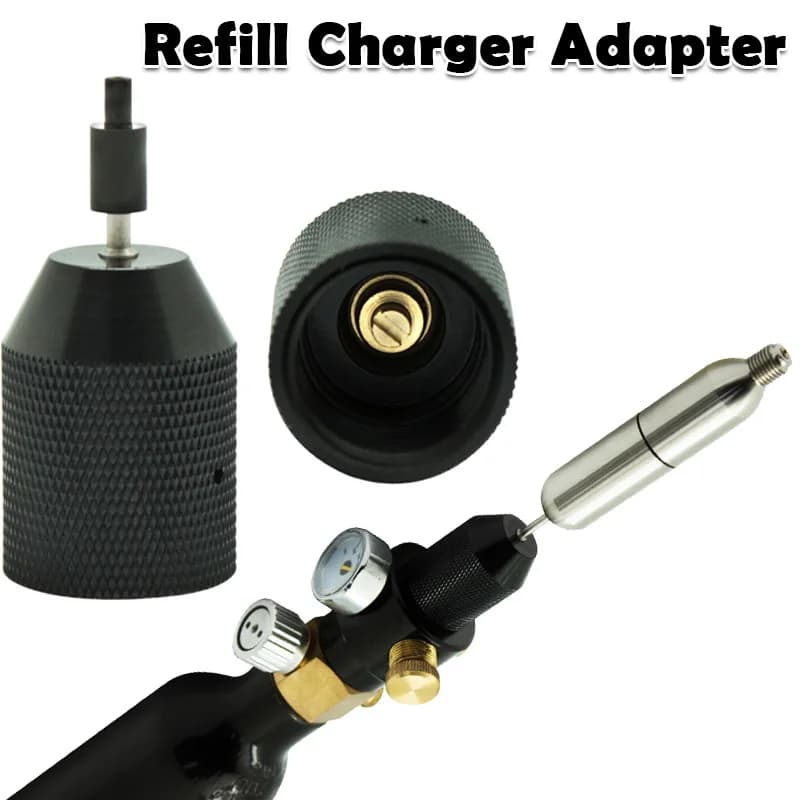Adattatore per caricabatterie per valvola di ricarica CO2 per serbatoio Paintball Cartuccia per caricatore Airsoft Sodastream Bombola per soda Gonfiare pneumatici Palle Gas