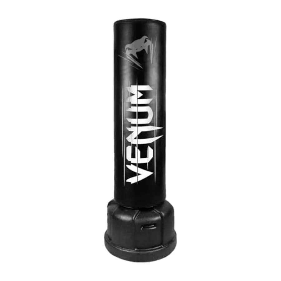 Sacco da boxe flessibile da terra per uso domestico, in PVC resistente, colore nero, base stabile con opzione di riempimento con sabbia/acqua