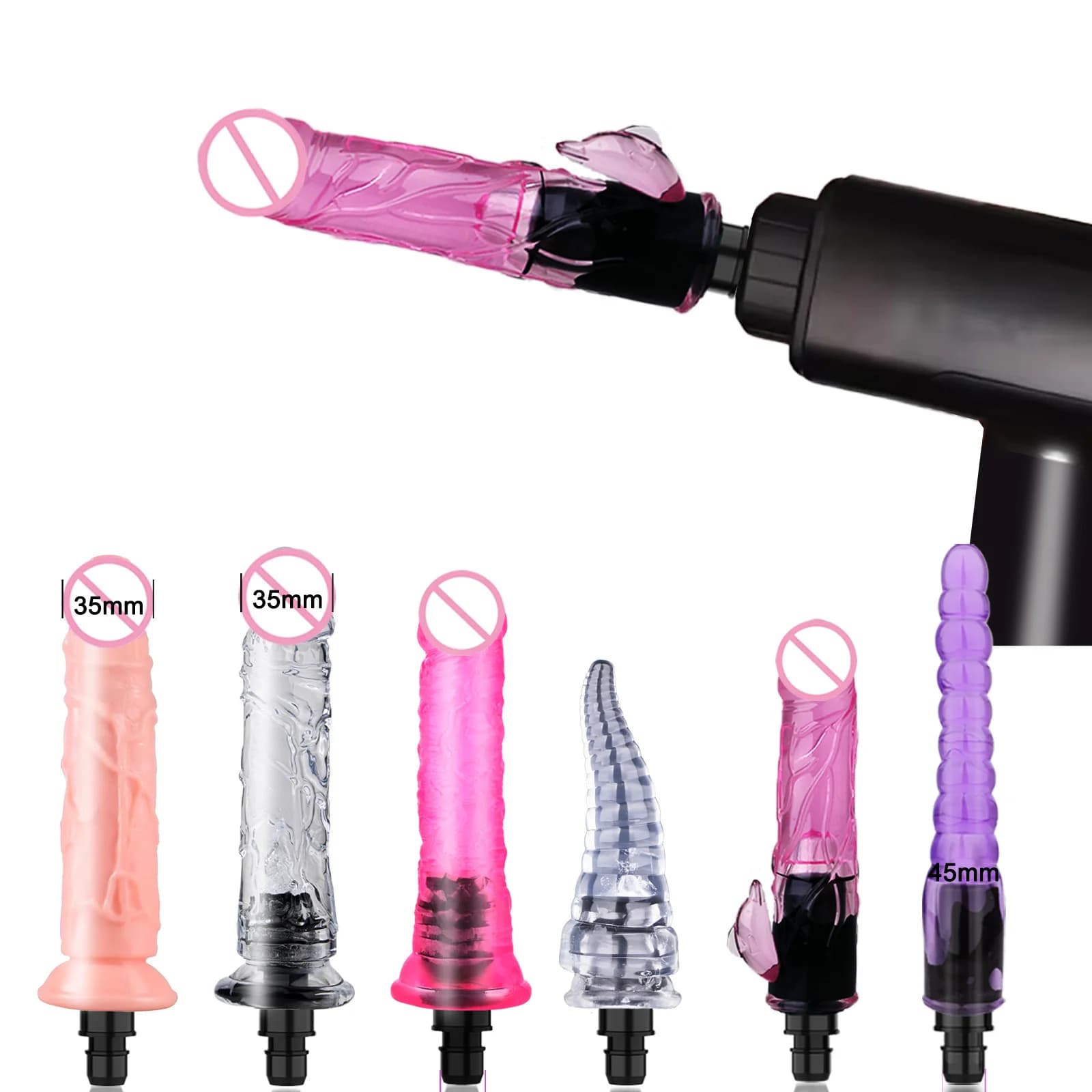 Fake Penis Vibrators For Gun Head FemaleMassage Crystal Massage Gun Accessories Silicone Heads For Shoe Gun Percussion