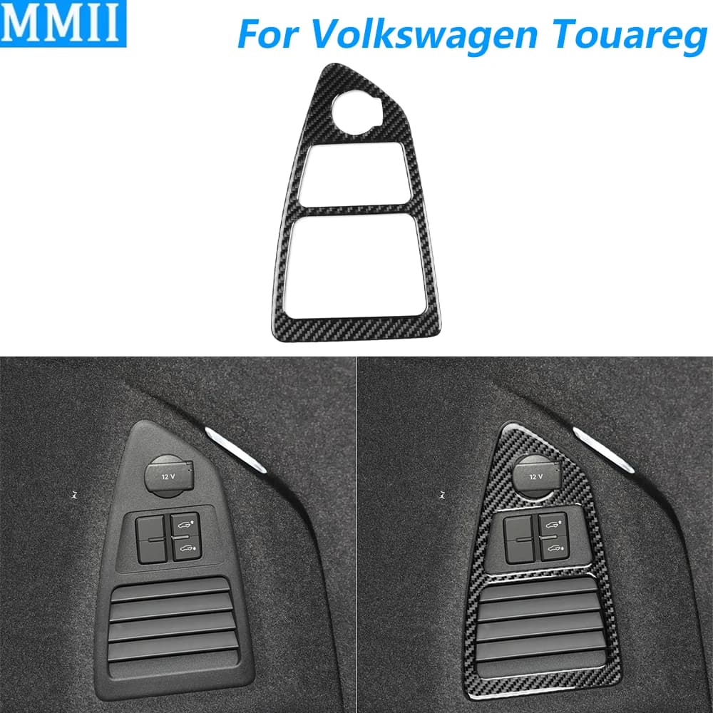 Per Volkswagen Touareg 2019-2026: Copertura del Pannello di Controllo del Bagagliaio Posteriore in Fibra di Carbonio, Accessori Auto, Adesivo Decorativo