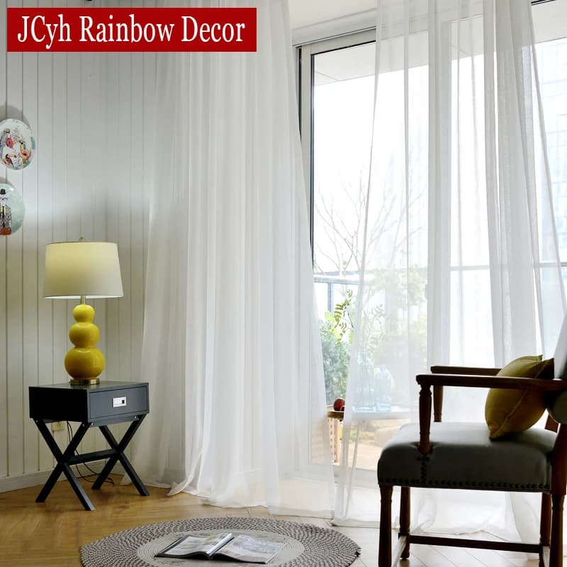 Modern Hall White Tulle Sheer Curtains for Living Room Girl‘s Bedroom Ready-made Window Cortina Kitchen Door Cheap Voile Drapes