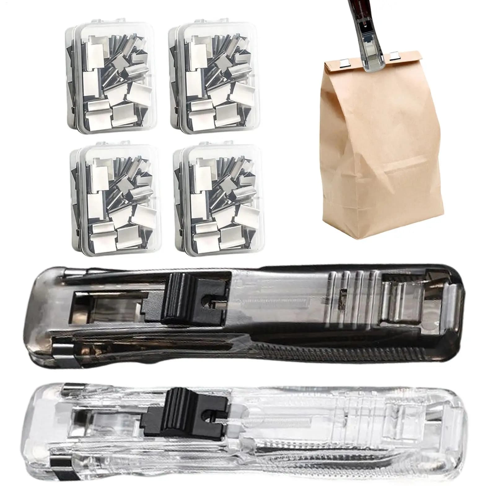 Cucitrice a Clip Portatile con 200 Clip Riutilizzabili per Casa, Ufficio, Scuola, Aula e Documenti da Scrivania