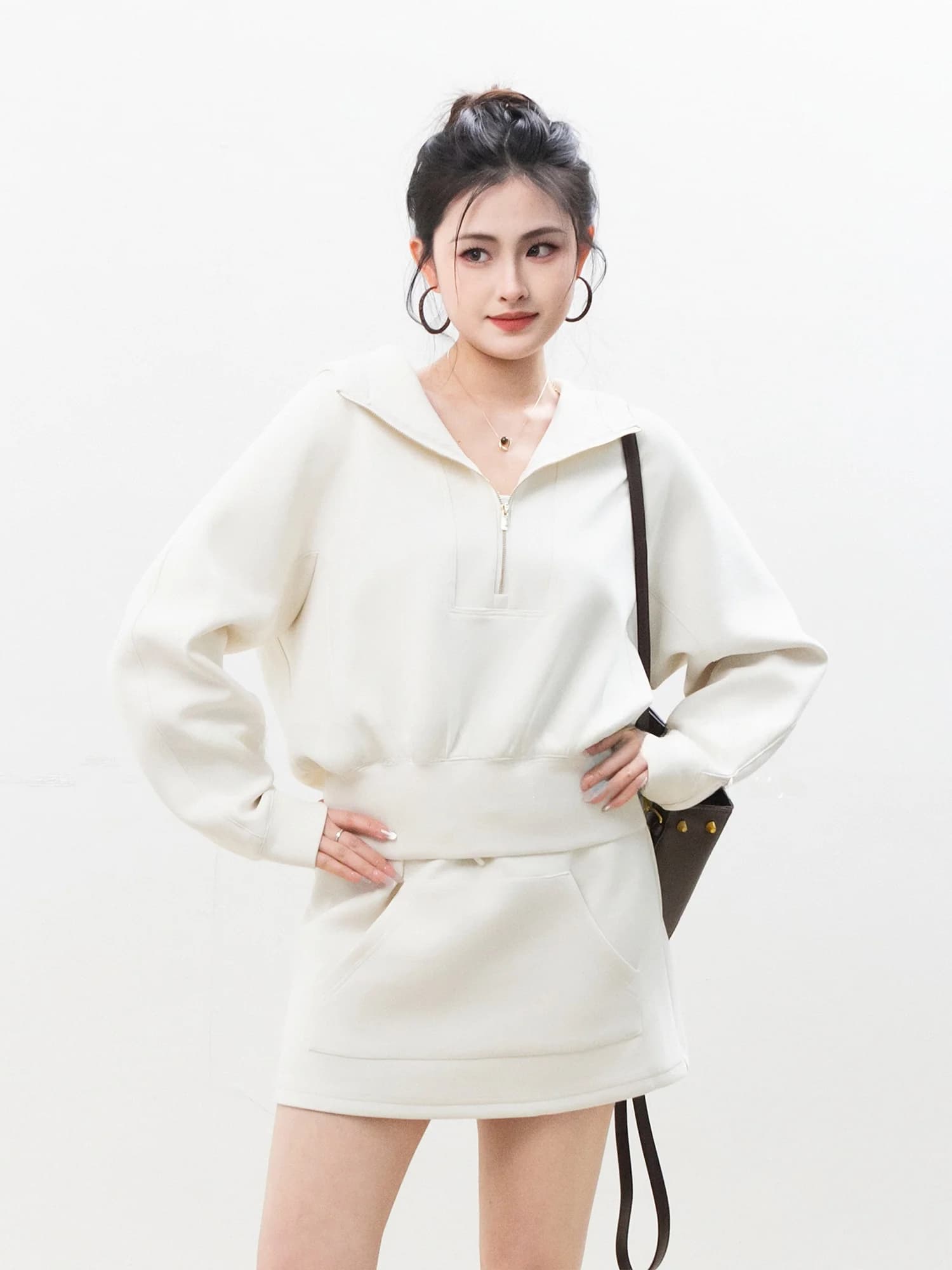 Set Gonna e Felpa con Cappuccio Chelzy per Donna, Abbigliamento Sportivo Primaverile e Autunnale, Completo Due Pezzi in Stile Coreano Casual