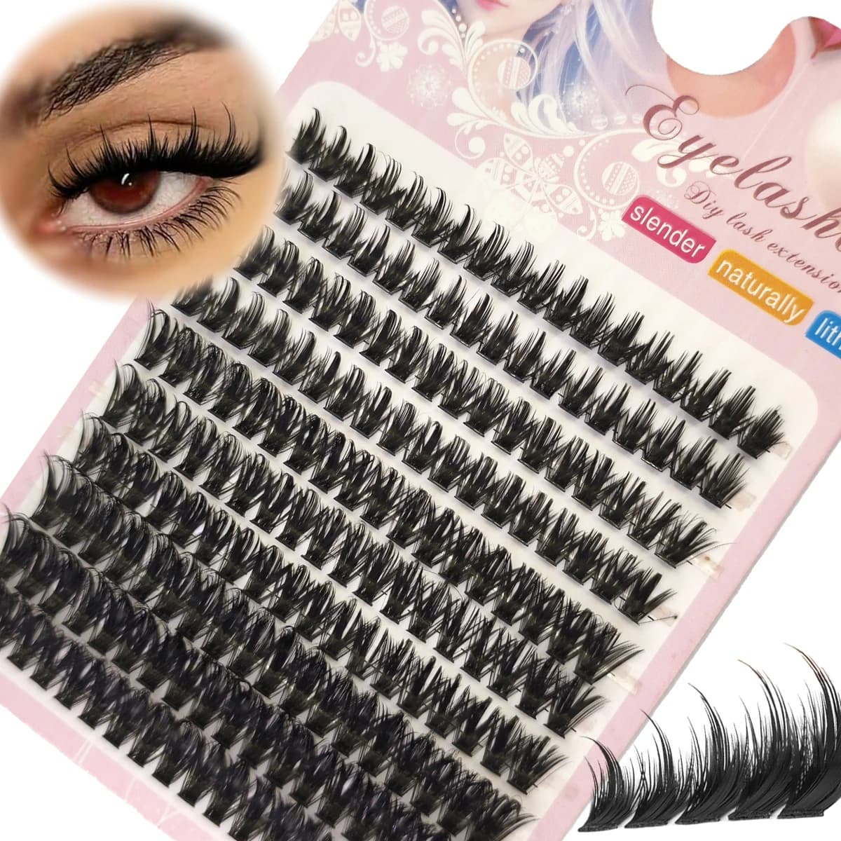 HBZGTLAD 10 file di ciglia a ciuffetti effetto manga, 180 ciuffetti da 10-18mm con ciuffetti di ciglia effetto fata, 60P80P100P Volume per extension ciglia fai da te