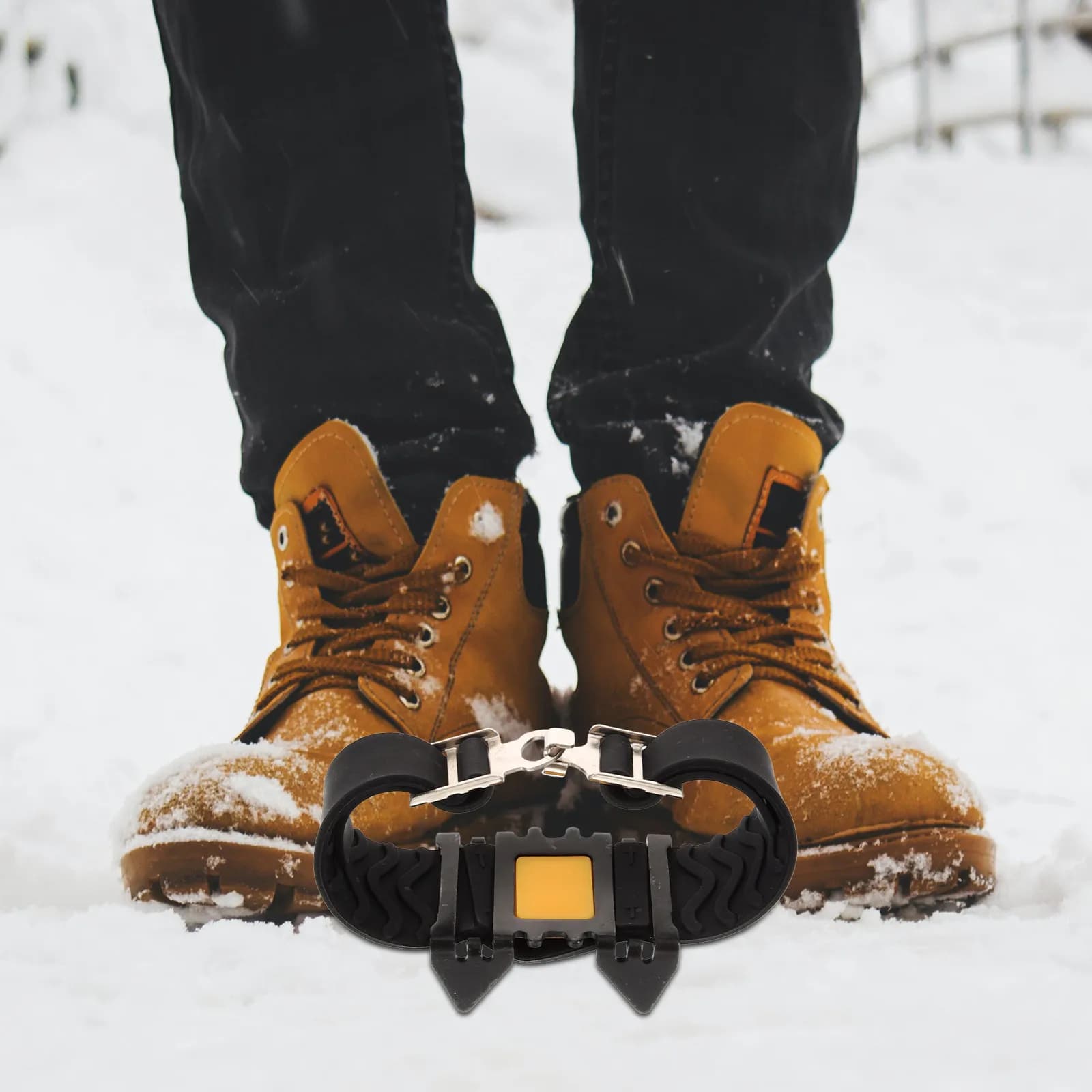 1Pair Adjustable Non Slip Ice Cleats for Boots Snow Cleats for Shoes Steel Studs Outdoor Winter Climbing Hiking
