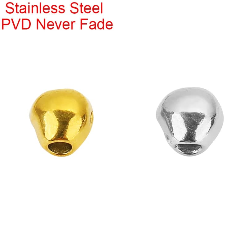 10pcs 4.5mm Stainless Steel Irregular Necklace Beads PVD Never Fade Big Hole Spacer Beads Bracelet Findings Jewelry Accessories