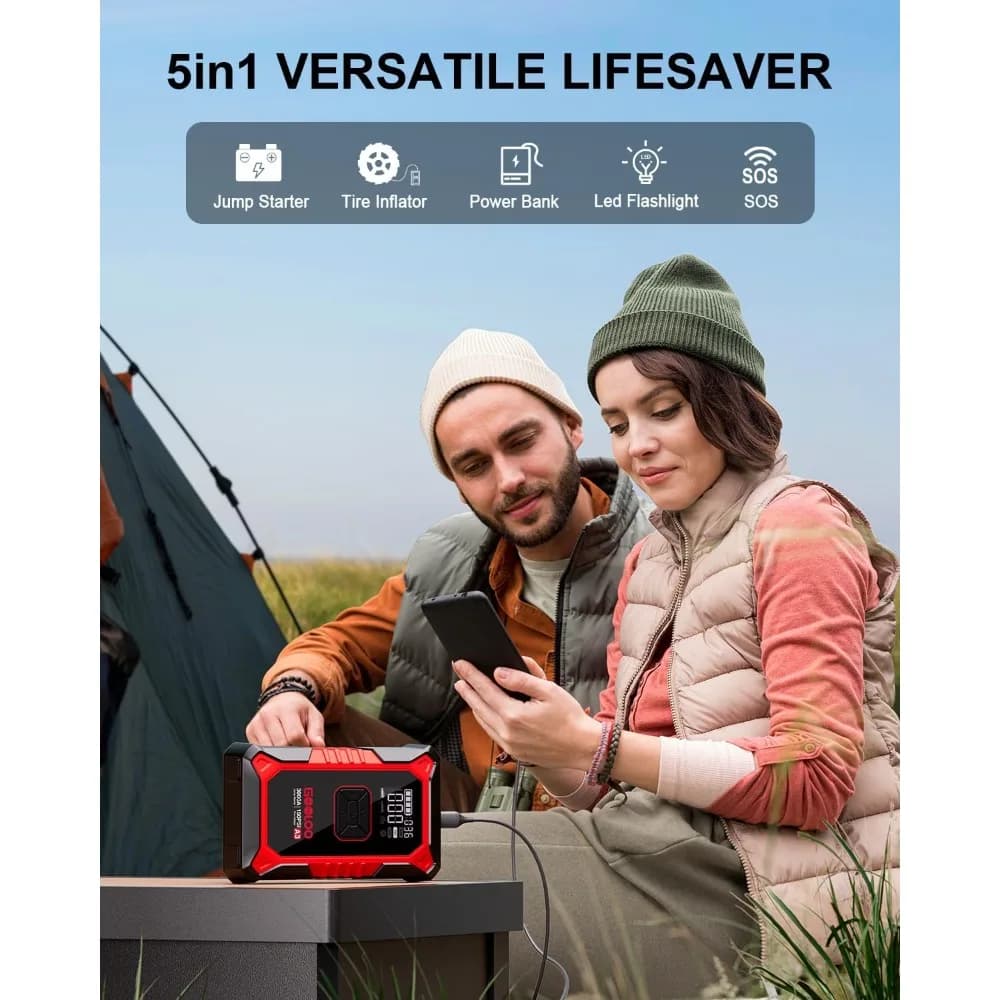 Avviatore di Emergenza Portatile per Auto 3000A con Compressore d'Aria 150PSI per Motori a Benzina e Diesel