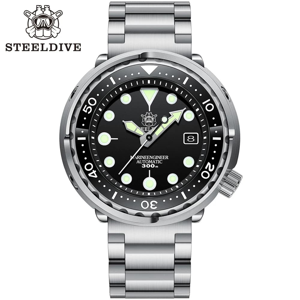 STEELDIVE official SD1975 Fashion tone Watch Automatic Dive Stainless Steel 300m Sports Wrist Watch with Water Resistant Ceramic Bezel