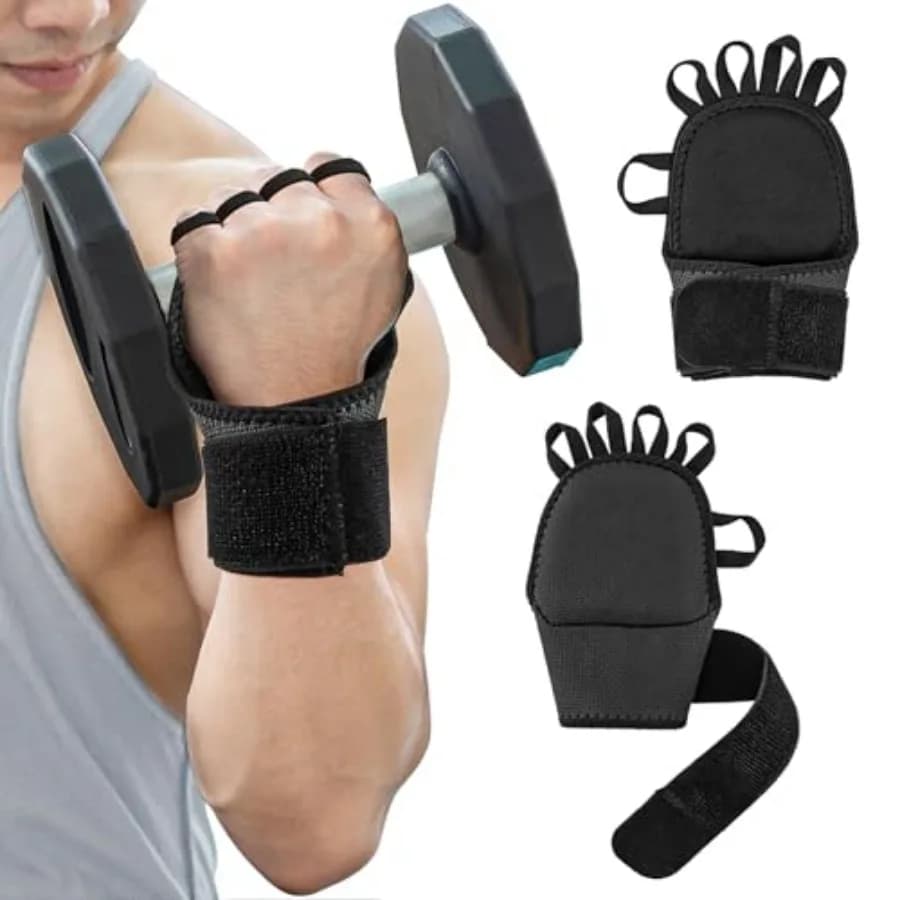 Workout Gloves for Men and Women, Wrist Wraps for Weightlifting Fingerless Gym Gloves with Wrist Support, Breathable Palm Paddi