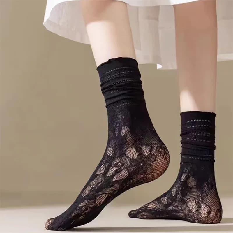 2026 NEW Lace Medium Tube Socks for Women Lolita Calf Socks JK Japanese Cute Sweet Long Tube Thin Lolita Style Stocking