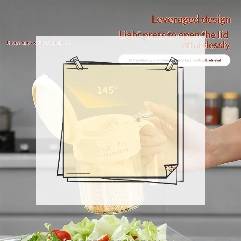 Barattolo per spezie in vetro con cucchiaio e manico integrati, contenitore ermetico per condimenti, contenitore per sale e zucchero per uso alimentare, per la cucina