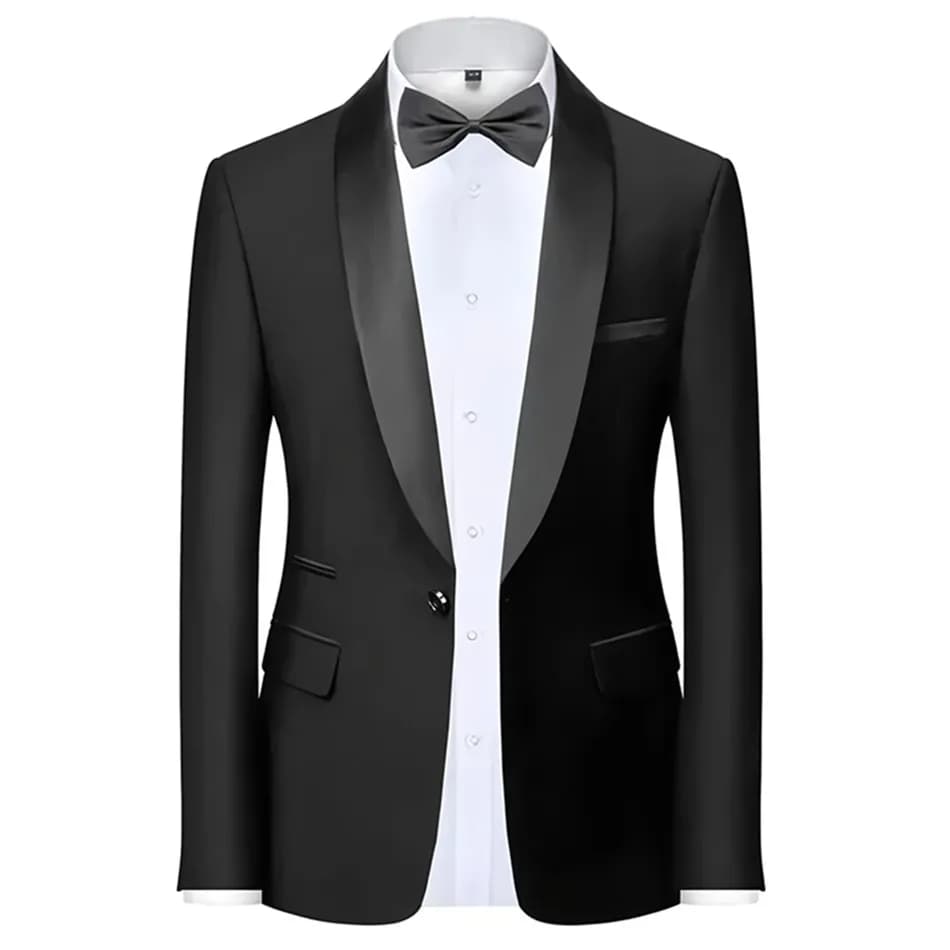 Giacca da uomo slim fit giacca da abito formale da sposa con colletto a scialle in velluto a 1 bottone