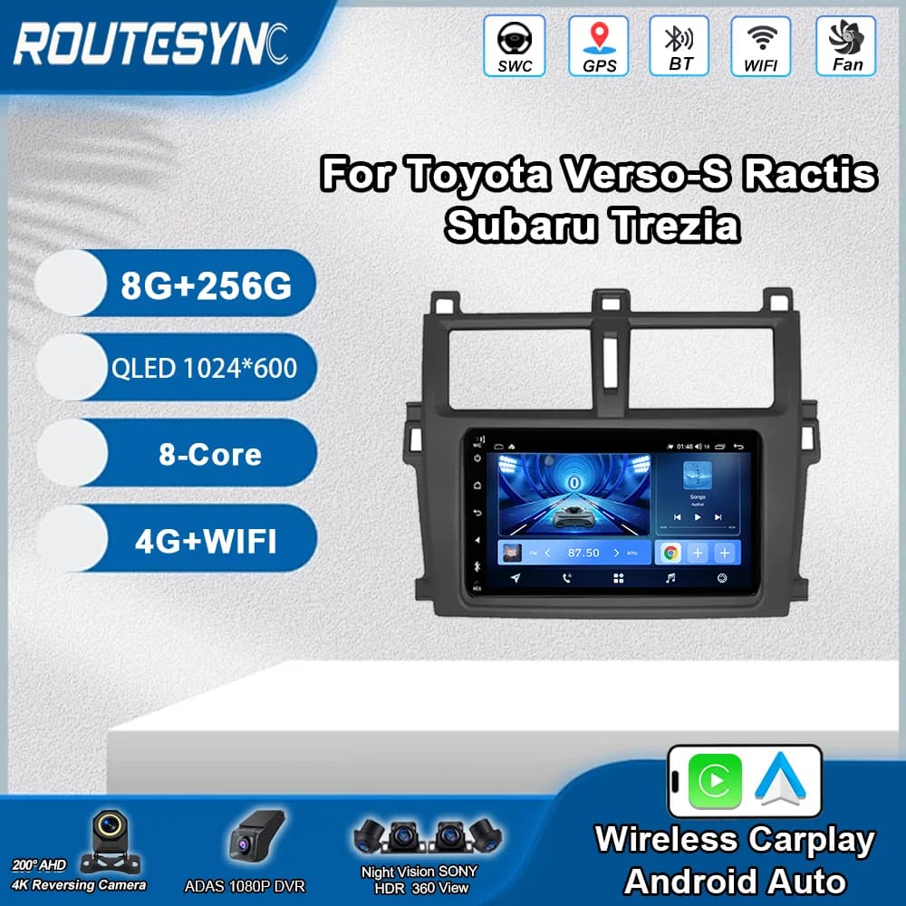 7 pollici Android Per Toyota Verso-S Ractis Subaru Trezia Auto Radio Multimedia Video Player di Navigazione GPS Touch Screen Bluetooth
