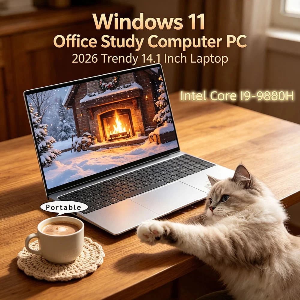 Elegante Laptop da 14.1" con Intel Core I9-9880H, 32GB RAM, 2TB SSD, Ultra Sottile, per Gaming, 1920*1080, Windows 11, per Ufficio, Studio e Uso Domestico