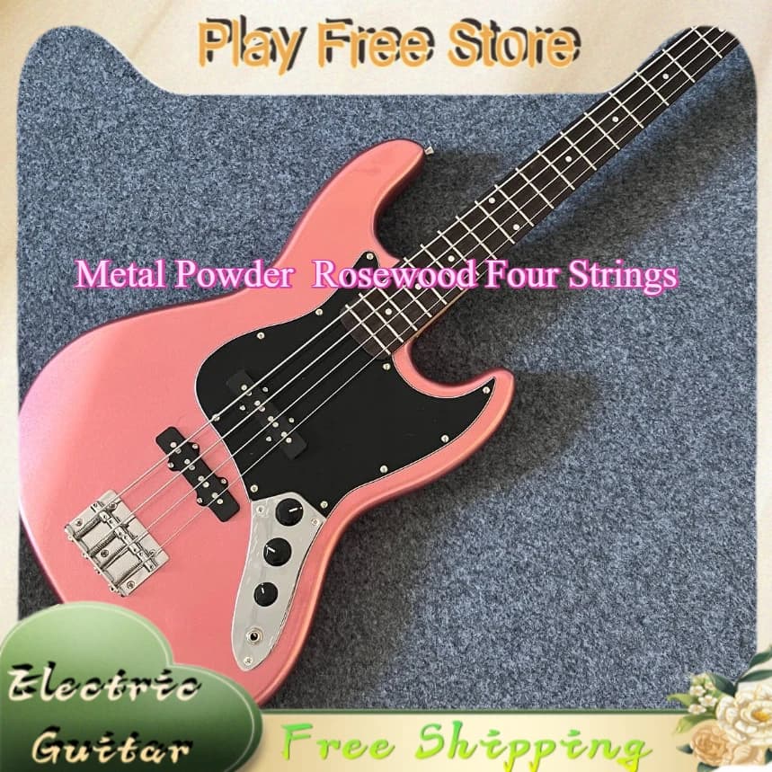 Metal Powder Electric Guitar SQ Rose Wood Fingerboard Four String Black Shield Female Musician Students Adults Zero Foundation
