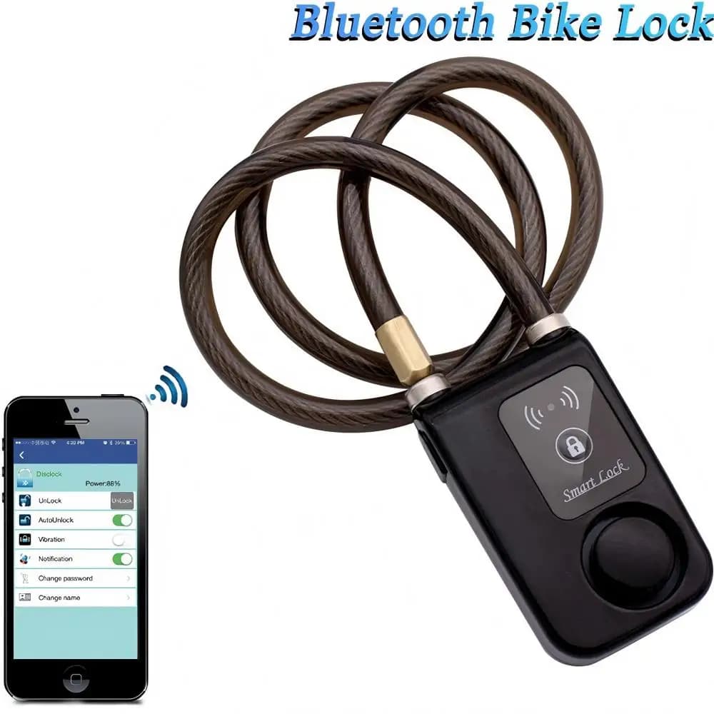 Lucchetto Intelligente Bluetooth per Bicicletta, Impermeabile, Antifurto, con Password, Catena in Acciaio Inox, Allarme di Sicurezza per Ciclismo