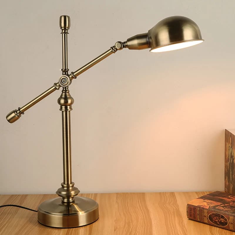Lampada da lettura a LED in bronzo antico E27 Lampade da tavolo da studio lunghe regolabili libreria Lampada da scrivania per hotel illuminazione da lavoro per ufficio in ferro