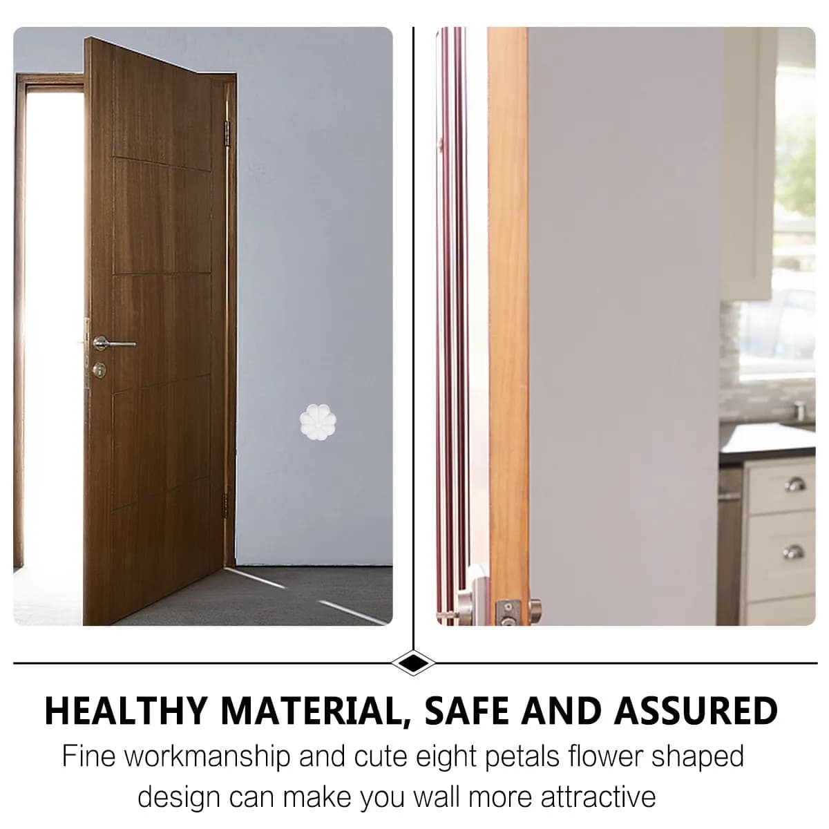 10 Pieces Protective Wall Stickers, Eight Petal Flower Designs, Handle Covers, Shock Absorbers for Doors and Chairs