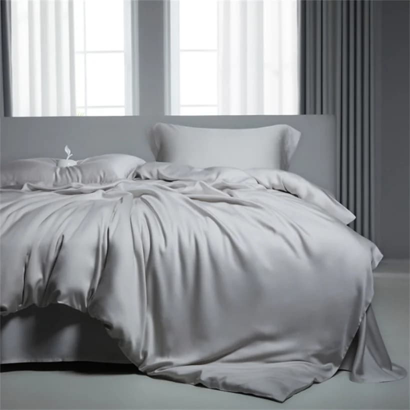Set di Biancheria da Letto in Seta di Gelso 100% con Copripiumino, Lenzuolo e Federe, Set Copripiumino in Seta Naturale 100% Misure Twin, Full, King, Queen