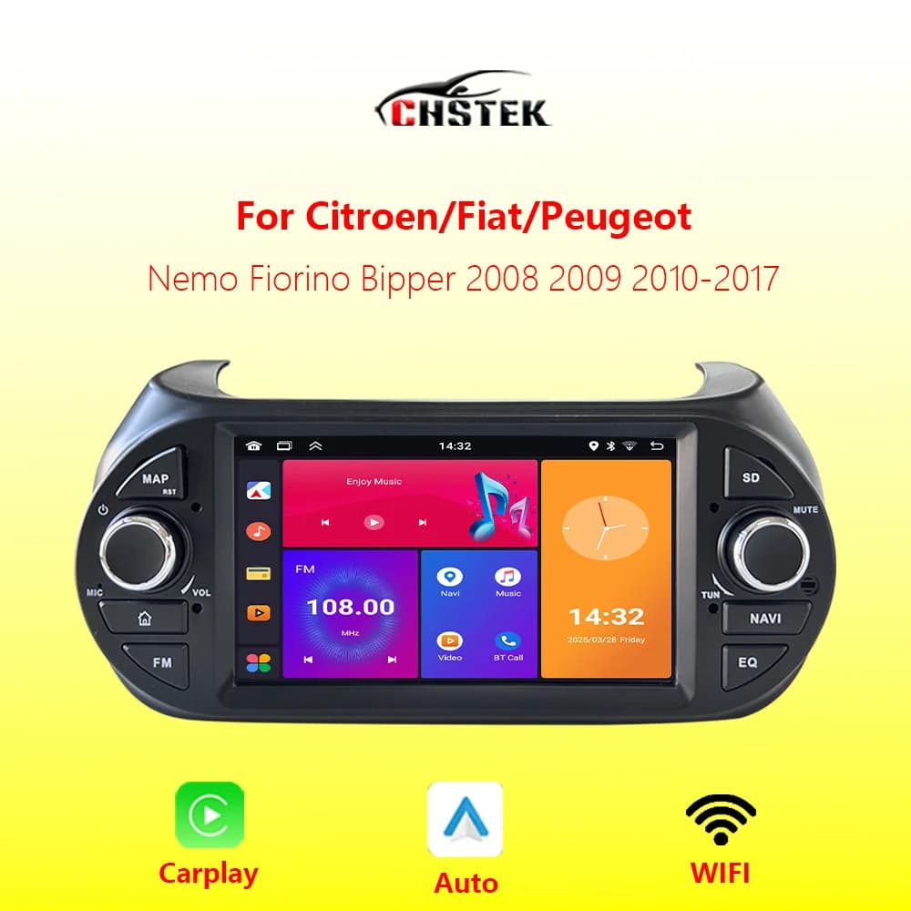 Autoradio Carplay Per Fiat Fiorino Peugeot Bipper Citroen Nemo 2008-2017 Stereo Bluetooth di Navigazione GPS WIFI Android 11 CHSTEK