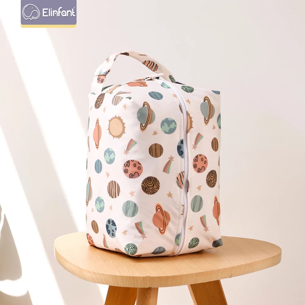 Elinfant Cialde per pannolini portatili riutilizzabili impermeabili Stampe di moda Borsa bagnata in tessuto bagnato/secco Borsa da viaggio per riporre la mamma