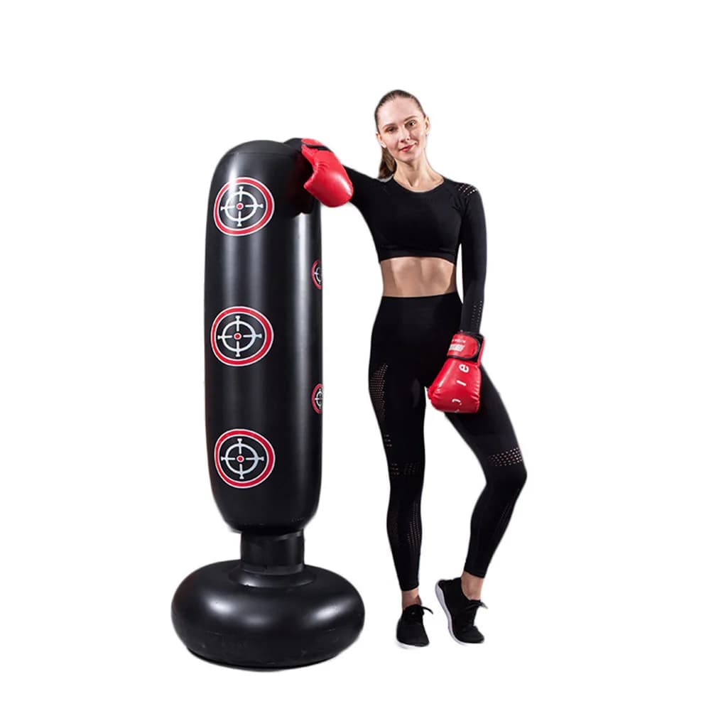 1.6m PVC Inflatable Boxing Training Pillar Lifting from Stress Standing Water Base Tumbler Boxing Bag for Kids