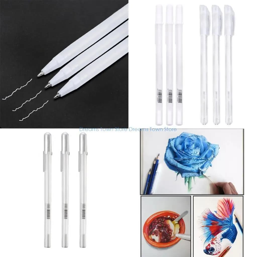 HX6A 3 pezzi penne gel bianche ricaricabili penna da disegno Graffiti fai da te evidenziatori bianchi per creazione design