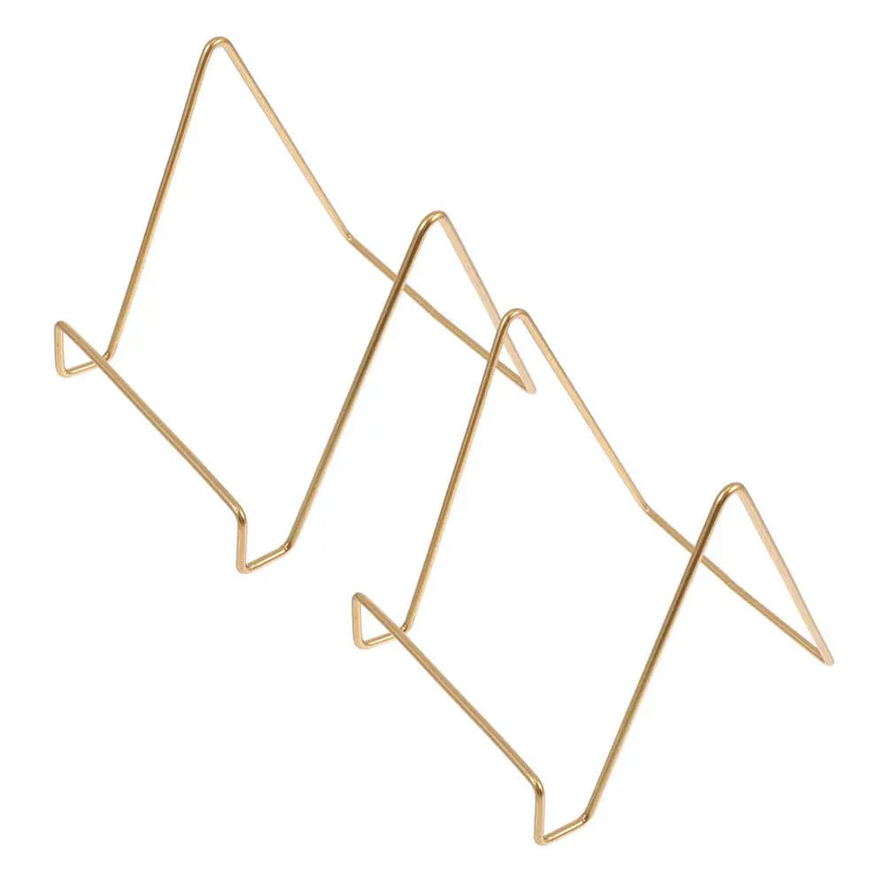 2Pcs Gold Metal Display Stand Heavy Duty Plate Holder Cookbook Picture Frame Easel Tabletop Decorative Shelf Bracket