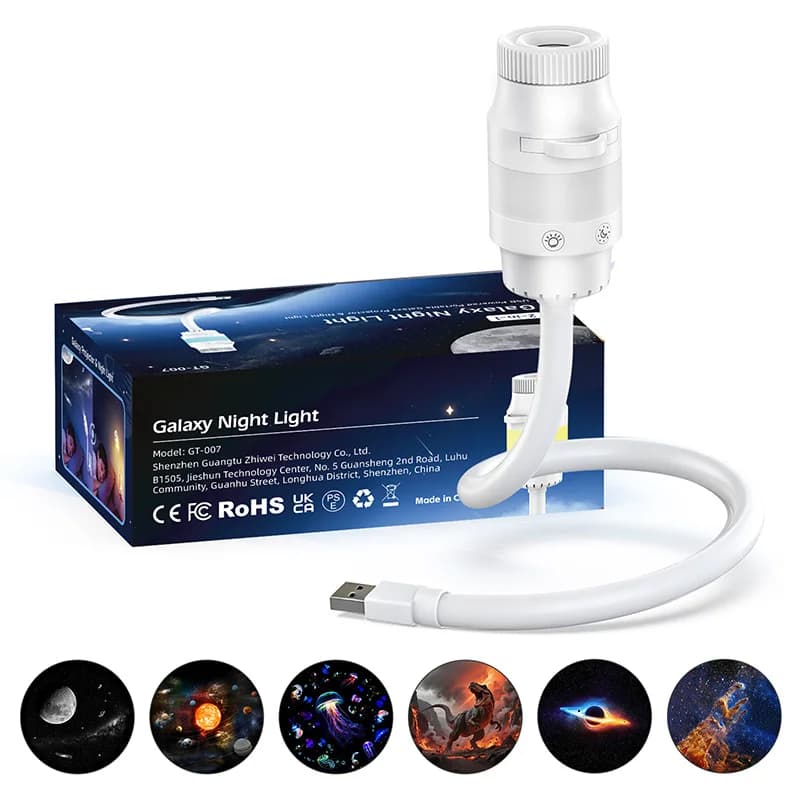 2-in-1 Mini USB Galaxy Projector Night Light 360° Adjustable Brightness Starry Sky Projector Light For Bedroom Ceiling Car Decor