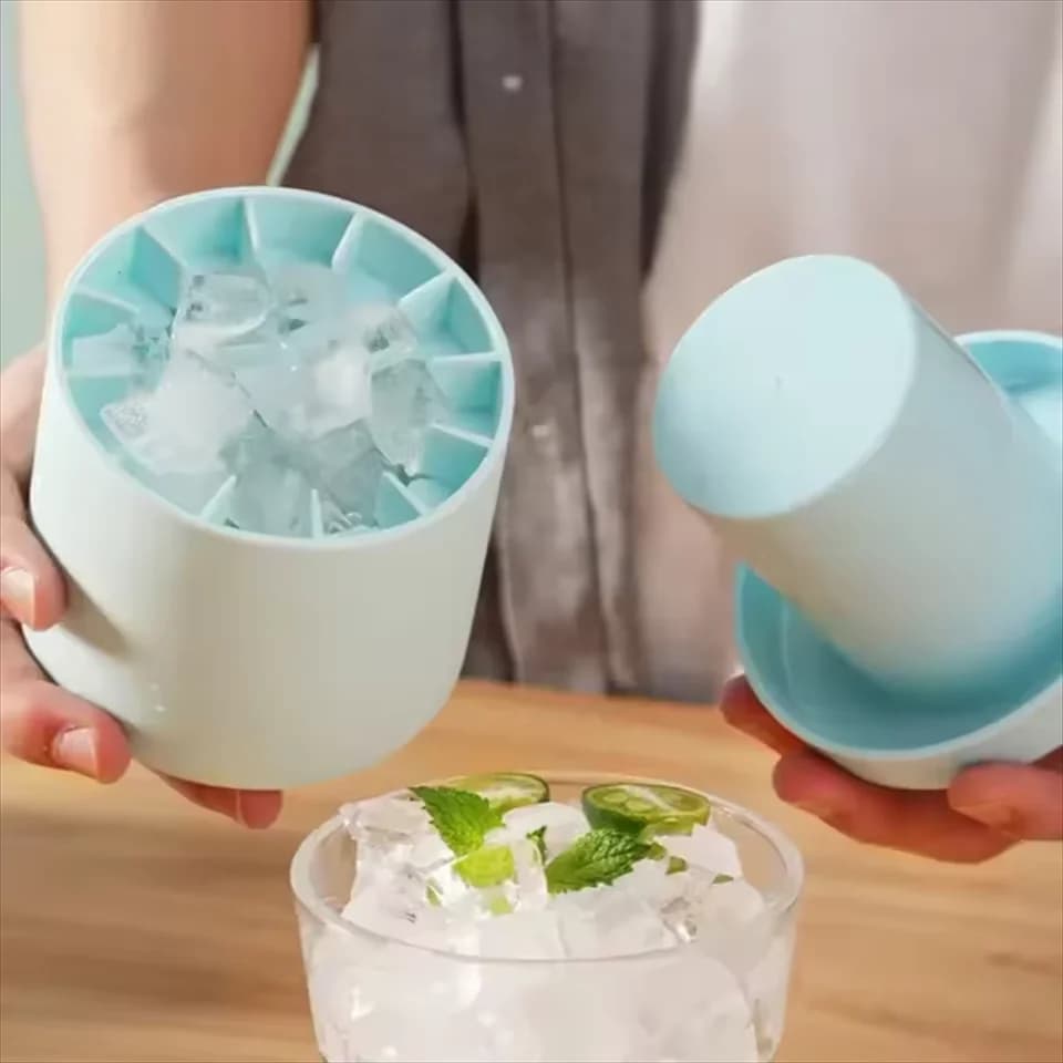 Cilindro in silicone per uso alimentare, reticolo di ghiaccio, stampo per fare il ghiaccio, impastare la casa, musica, secchiello per il ghiaccio, scatola per la conservazione del ghiaccio, tazza di ghiaccio, congelamento rapido
