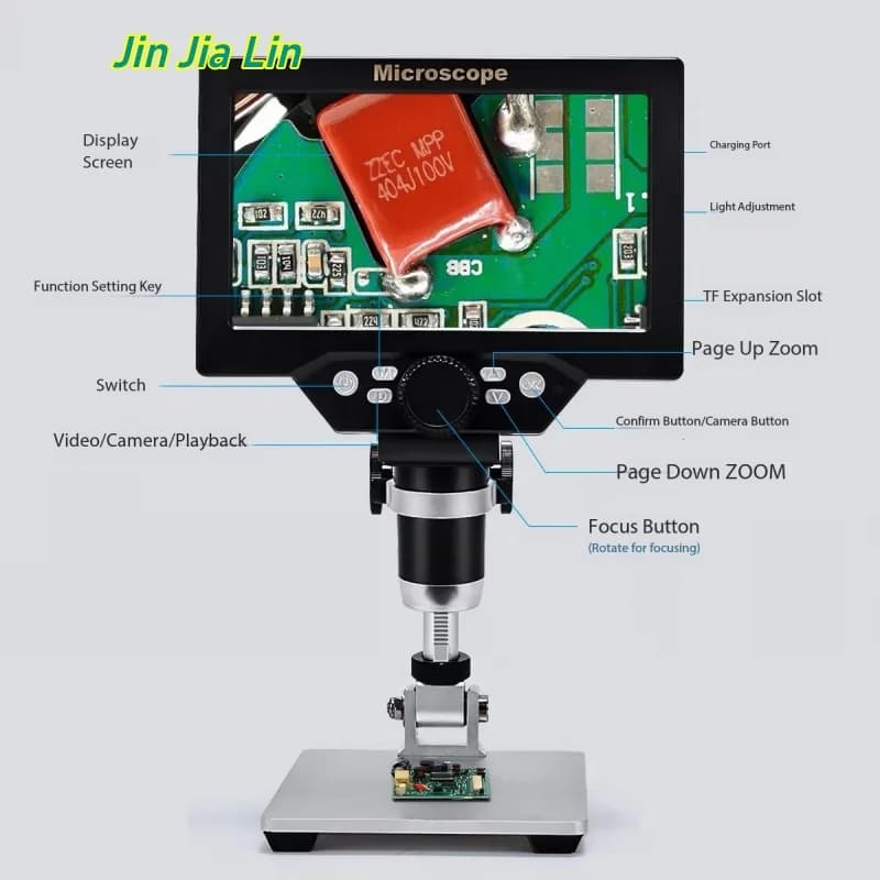 7 Inch 1-1200X HD Digital LCD Microscope With Auxiliary Light, Electronic Inspection Microscope For Common Rail Injector Repair