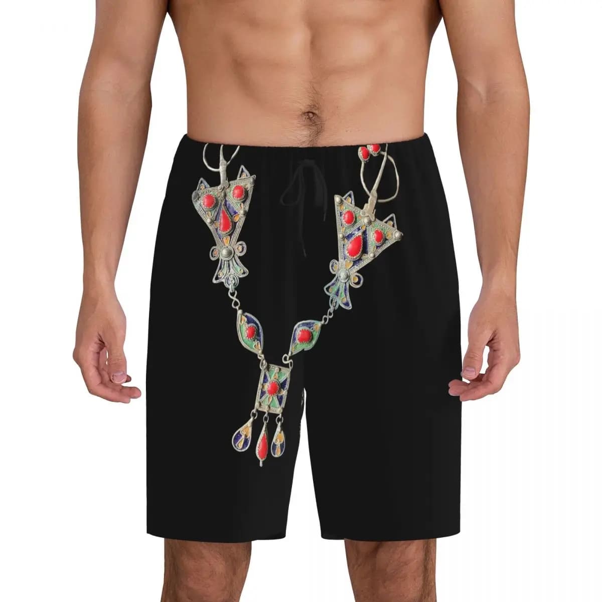 Pantaloncini da Pigiama Personalizzati Stile Kabyle Amazigh, Abbigliamento da Notte per Uomo, Pantaloncini Comodi per Dormire