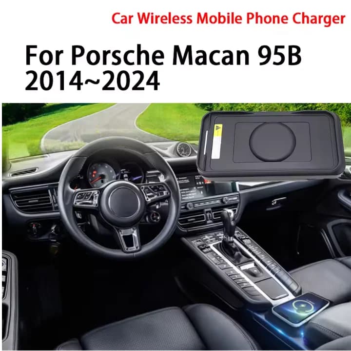 Per Porsche Macan 2015-2021 Caricatore Wireless per auto Veloce Adattatore per piastra di ricarica per telefono cellulare Accessori per la modifica degli interni auto