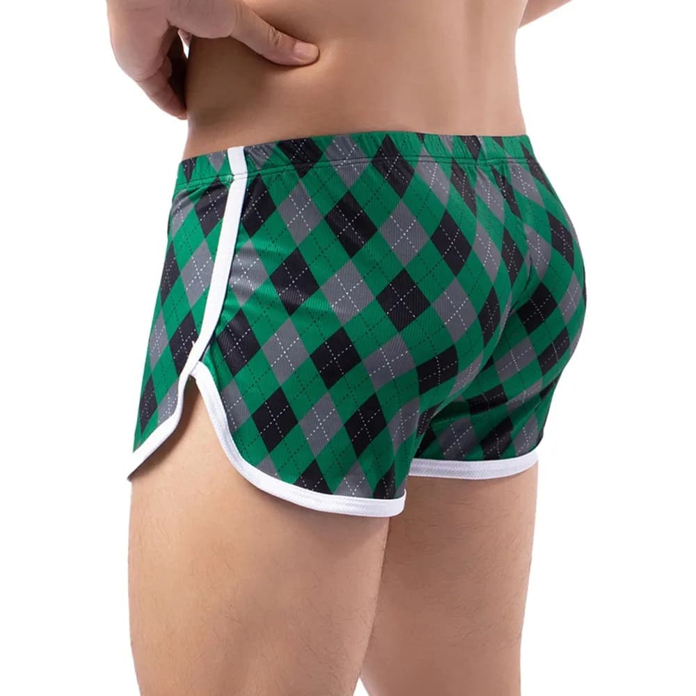 Pantaloncini Casual da Uomo a Vita Bassa con Stampa a Quadri, Boxer Sexy Traspiranti e Comodi per Casa e Tempo Libero