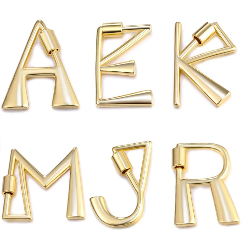 Juya 18K Placcato Oro Decorazione Lettere Elementi di Fissaggio Primavera Bullone Moschettone Catenacci Per Fai Da Te Catene Appese Alfabeto Creazione di Gioielli