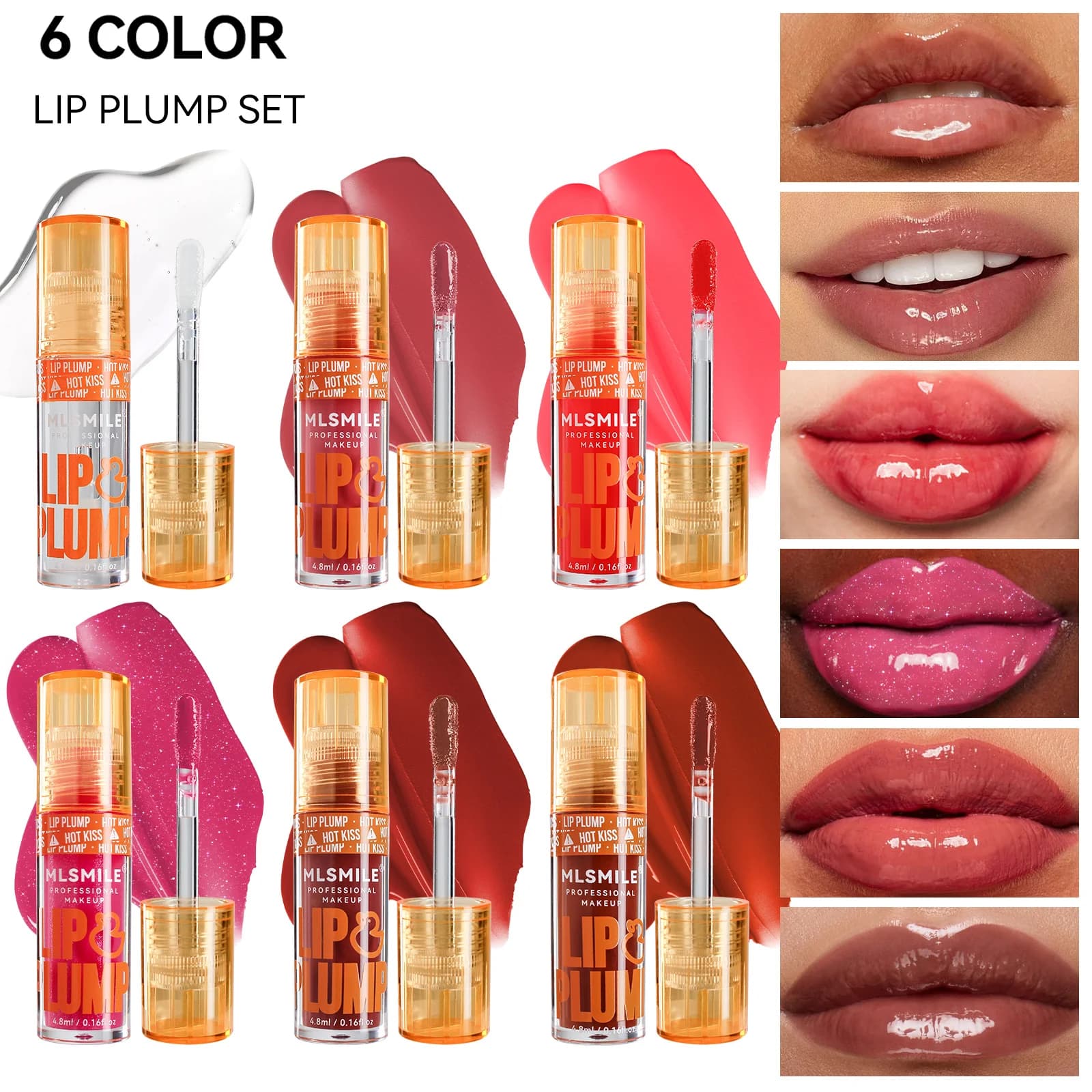 Mlsmile Rich Mirror Lip Oil Hydrating and Nutrition, Lucidalabbra Long-Term Pearl, Tinta Lip Polished Volumizing, Indispensable Set