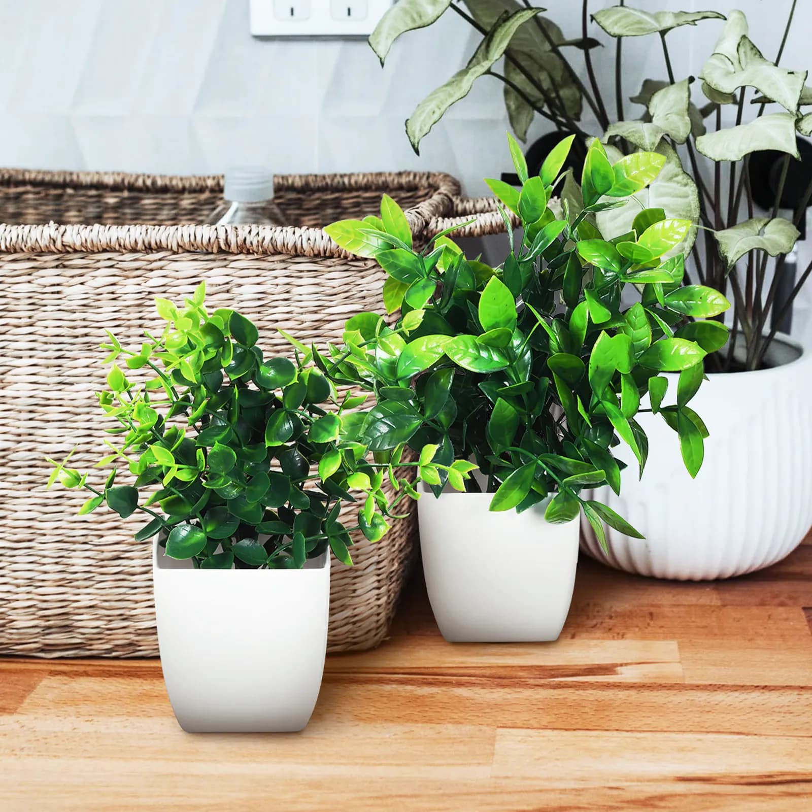 4Pcs Faux Potted Plants Artificial Greenery High Realistic Plants Indoor Home Table Decorations Small Plant Ornaments