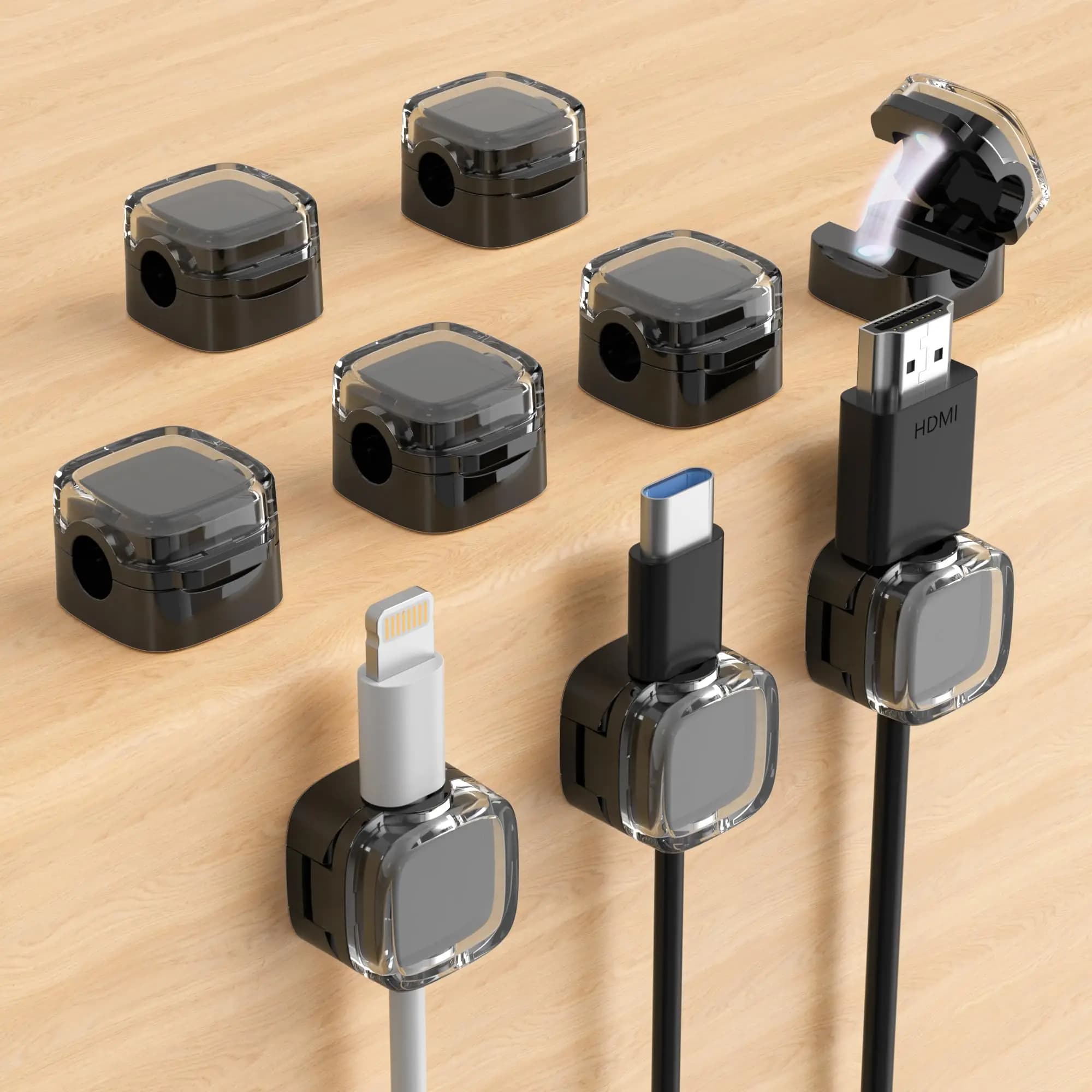 6 clip magnetiche per la gestione dei cavi, organizer per cavi dati multicolori, ganci da scrivania e montati a parete per dati e caricabatterie del telefono