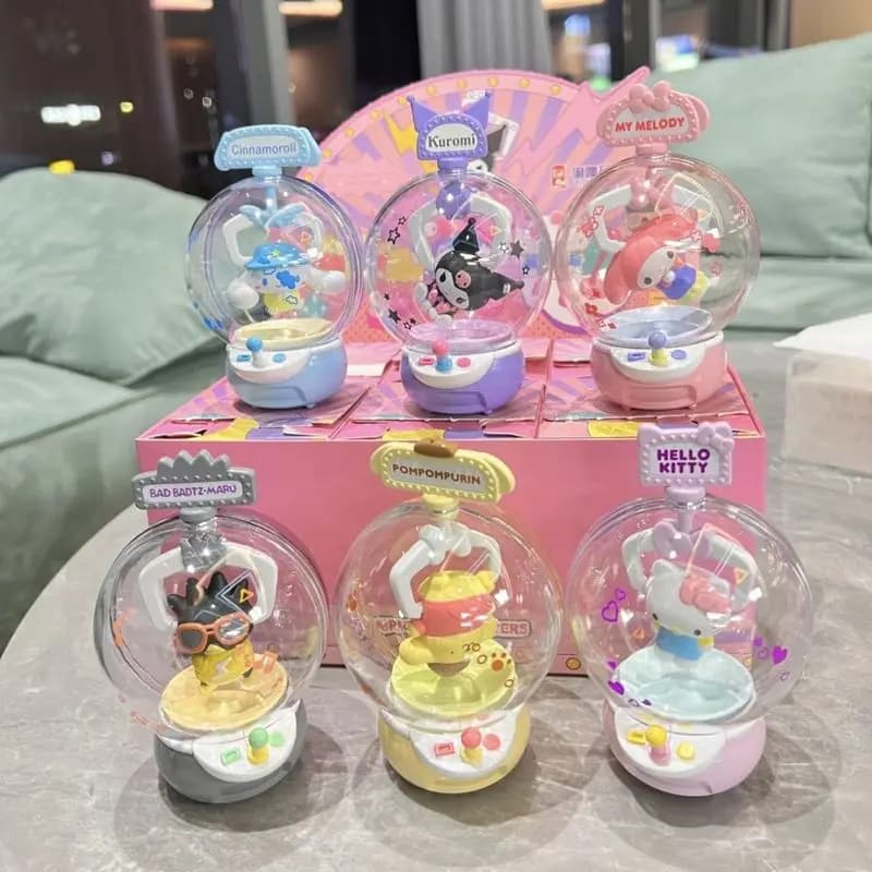 Hello Kitty Kawaii Doll Clip Machine Series Sanrio Doll Mymelody Cinnamoroll Kuromi Doll Model Doll Ornamenti giocattolo per bambini