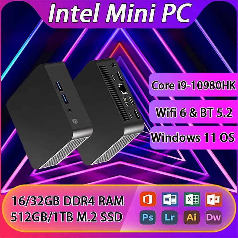 Mini PC Intel Core i9 8950HK con Windows 11 Pro, 16GB DDR4, SSD da 1TB, PC da gioco, doppio WIFI 6, BT5.2, 4K HD, Mini PC da gioco desktop