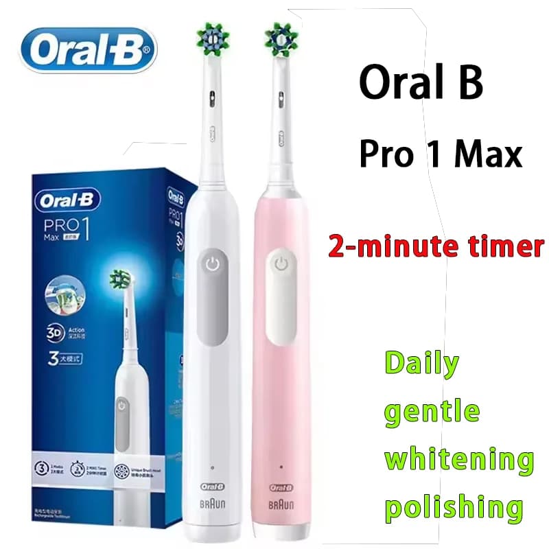 Oral B Spazzolino elettrico Oral B Pro1 Max 3D Spazzolino elettrico sonico Sbiancamento dei denti Sensore di pressione visibile preciso Smart