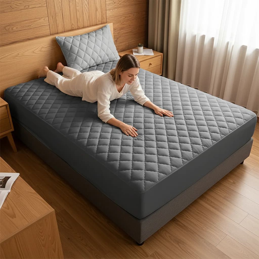 1PC Honeycomb Pattern Ultrasonic Stitching Fitted Bed Sheet Multi Sizes Stretch Anti-Slip Mattress Protector Noise-Free Skin Friendly Bed Linen for Bedroom Dorm Rental House