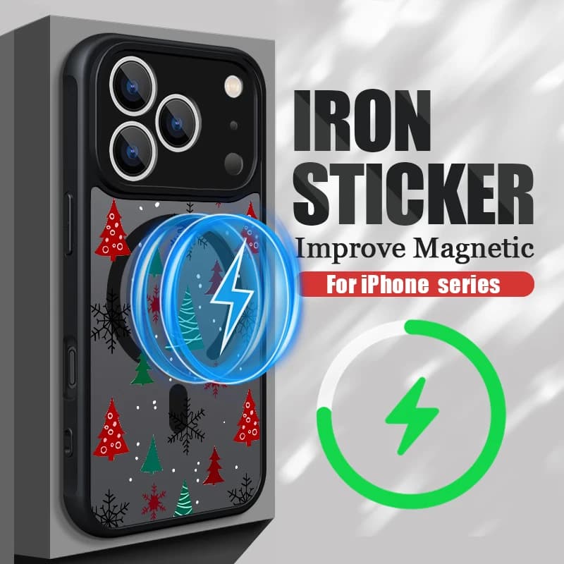 Custodia magnetica per telefono albero di Natale del fumetto per iPhone 17 16 15 14 13 12 Pro Max 17 Pro Air 11 per copertura di ricarica wireless Magsafe