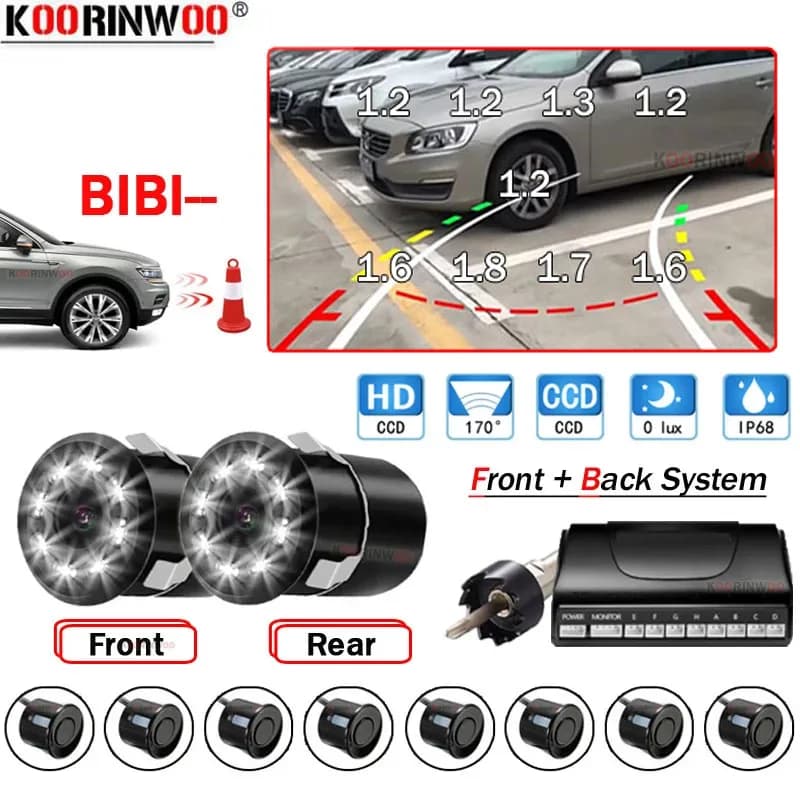 Koorinwoo Dual Core CUP sensori di parcheggio anteriori e posteriori intelligenti 4/6/8 sistema di cicalino per auto specchio per fotocamera anteriore per Radio Android