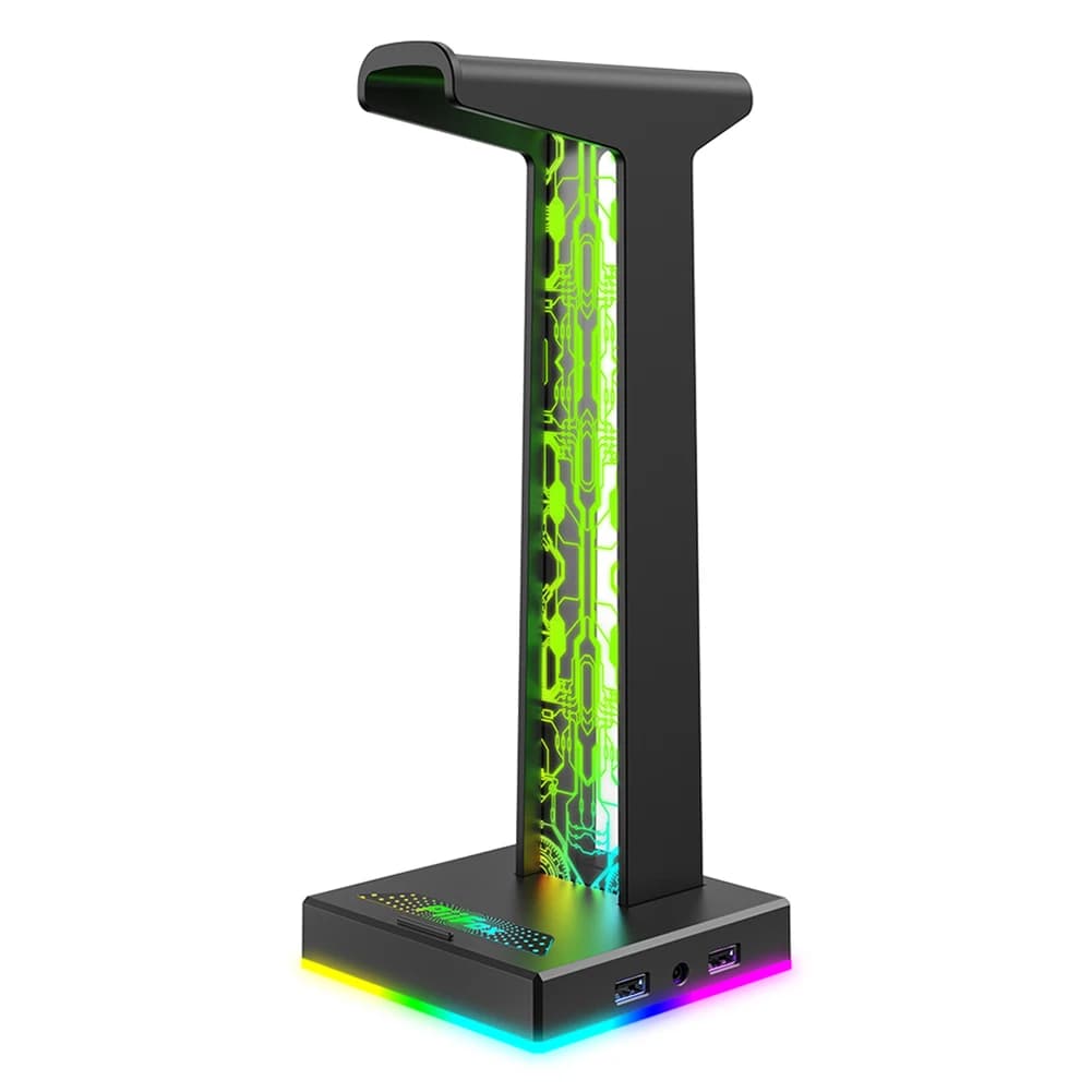 Supporto per Cuffie RGB Salvaspazio, Espositore per Cuffie, Organizzatore da Scrivania, Supporto per Cuffie a Fascia per Forniture da Tavolo