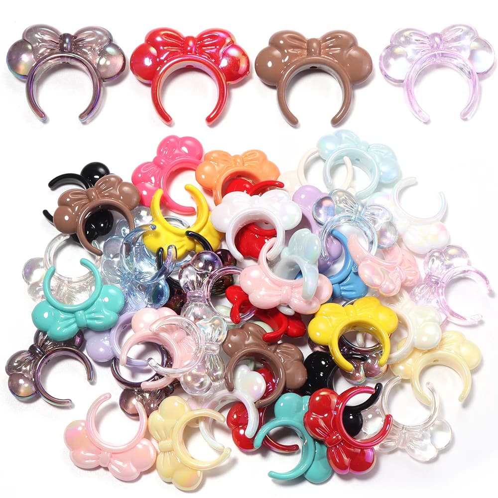 6pcs Large Bow Shaped Acrylic Beads Straight Hole Loose Bead For DIY Jewelry Making Hair Hoop Bracelet Necklace Accessories